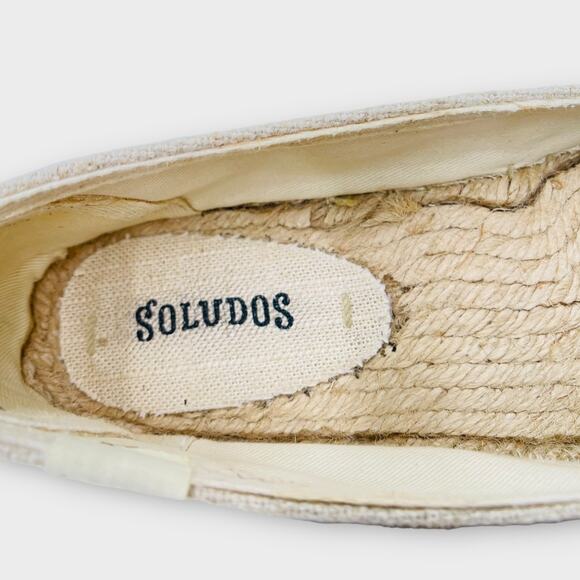 Anthropologie Soludos Pride Beige Espadrille Rainbow Slip On Flat Loafers Linen - Picture 11 of 12